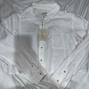 Universal Thread Ivory Cropped Button-Up Shirt